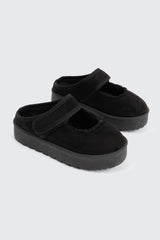 Faux Sheepskin Mary Janes