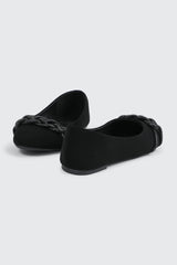 Faux Suede Ballet Flats with Braided Detail