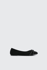 Faux Suede Ballet Flats with Braided Detail