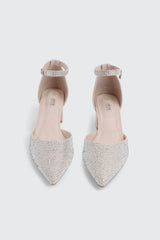 Block Heel Pumps with Rhinestones
