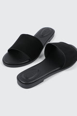 Faux Leather One Band Flat Sandals