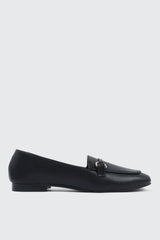 Faux Leather Square Toe Loafers