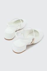 Slingback Shoes with Metal Ornament