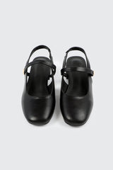 Slingback Shoes with Metal Ornament