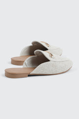 Round Toe Mules with Metal Ornament