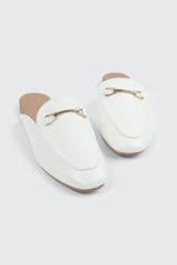 Round Toe Mules with Metal Ornament