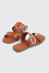 Flat Sandals with Chunky Buckle Detail