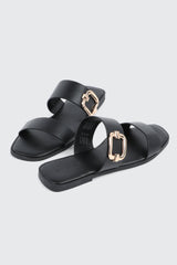 Flat Sandals with Chunky Buckle Detail