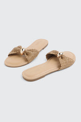 Flat Sandals with Gold Ornament