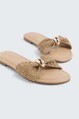 Flat Sandals with Gold Ornament