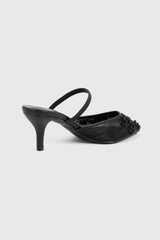 Embroidered Mesh Mule Heels