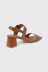 Block Heel Sandals with Buckle Strap