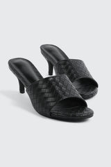 Woven Mule Kitten Heels