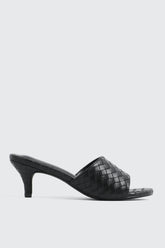 Woven Mule Kitten Heels