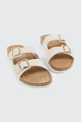 Faux Leather Two-Buckle Sandals