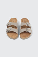 Double Buckle Slide Sandals
