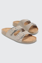 Double Buckle Slide Sandals