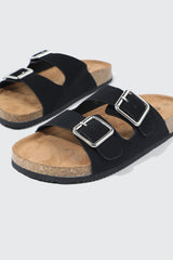 Double Buckle Slide Sandals