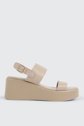 Faux Leather Wedge Sandals
