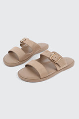 Faux Suede Flat Sandals