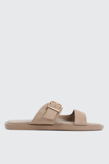 Faux Suede Flat Sandals