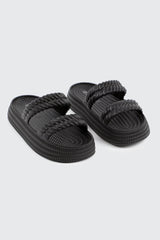 Double Braided Strap Slide Sandals