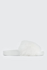 Faux Fur Pool Slides Sandals