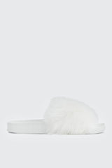 Faux Fur Pool Slides Sandals