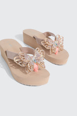 Butterfly Wedge Flip Flops