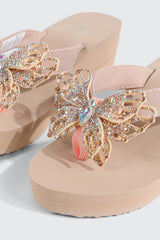 Butterfly Wedge Flip Flops