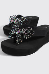 Butterfly Wedge Flip Flops