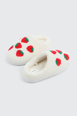 Plush Strawberry Slippers