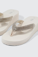Rhinestone Platform Wedge Flip Flops