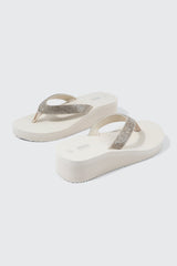 Rhinestone Platform Wedge Flip Flops