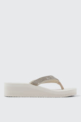 Rhinestone Platform Wedge Flip Flops