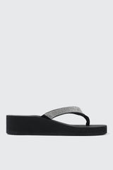 Rhinestone Platform Wedge Flip Flops