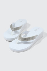 Rhinestone Platform Wedge Flip Flops