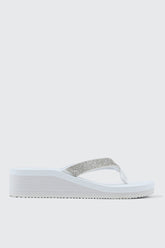 Rhinestone Platform Wedge Flip Flops