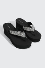 Crystal Wedge Flip Flops