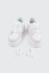Thick Sole Court Sneakers with Charm