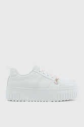 Thick Sole Court Sneakers with Charm