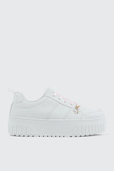 Thick Sole Court Sneakers with Charm