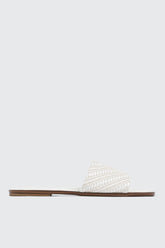 Raffia Square Toe Slide Sandals
