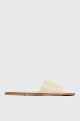 Raffia Square Toe Slide Sandals