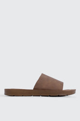 Faux Leather One Band Slide Sandals