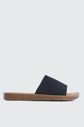 Faux Leather One Band Slide Sandals