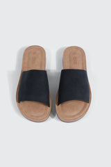 Faux Leather One Band Slide Sandals