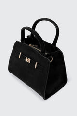 Faux Suede Structured Handbag