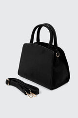 Faux Suede Structured Handbag