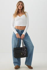 Quilted Structured Tote Bag